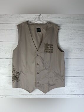 Straight Faded beige graphic men's vest size L